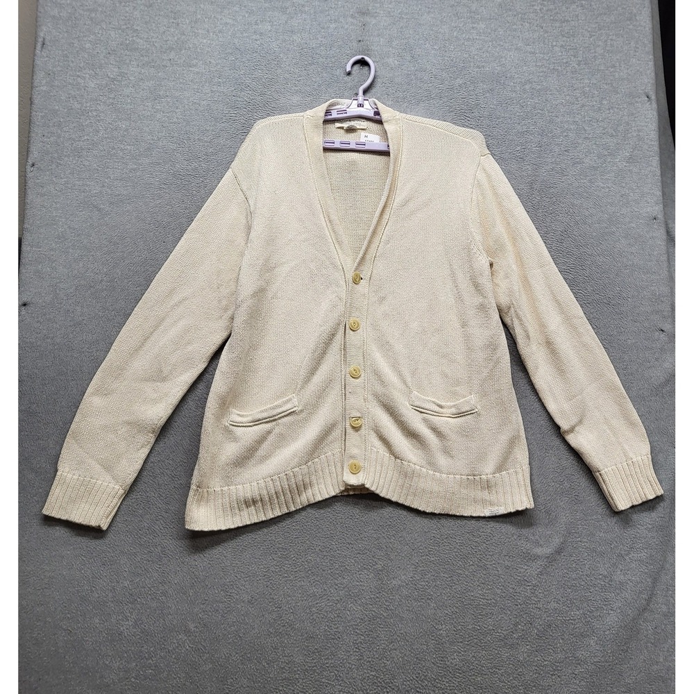 VINTAGE Denim & Supply Ralph Lauren Men Cardigan M Beige Button Long Sleeve